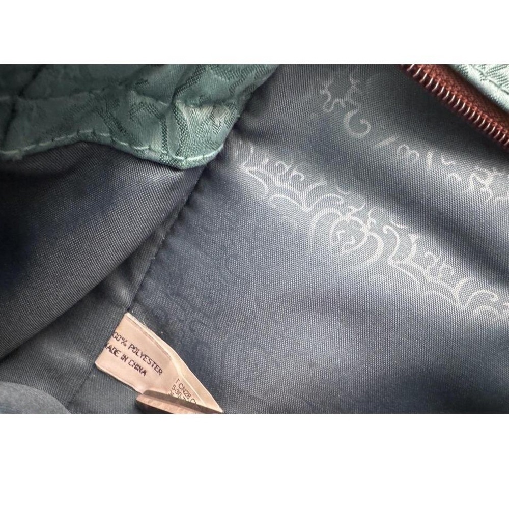 Reba Teal Dark Brown Trim Patterned Zip Sholder Bag Tote *see imperfections - Picture 10 of 15
